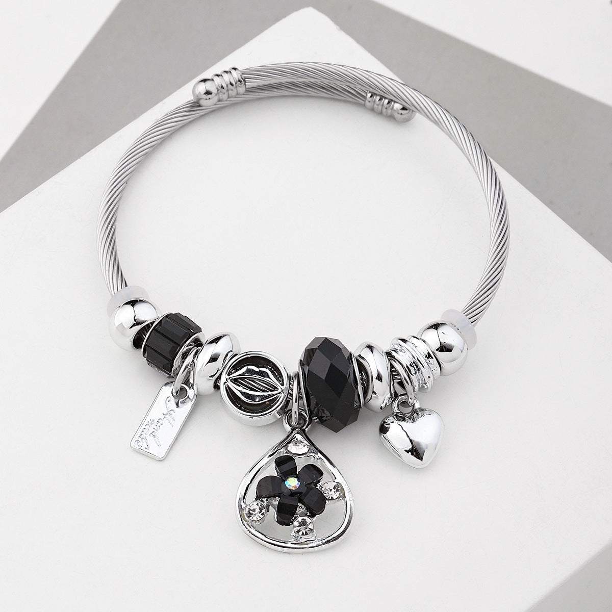 Wholesale Crystal Beads Stainless Steel Bracelet