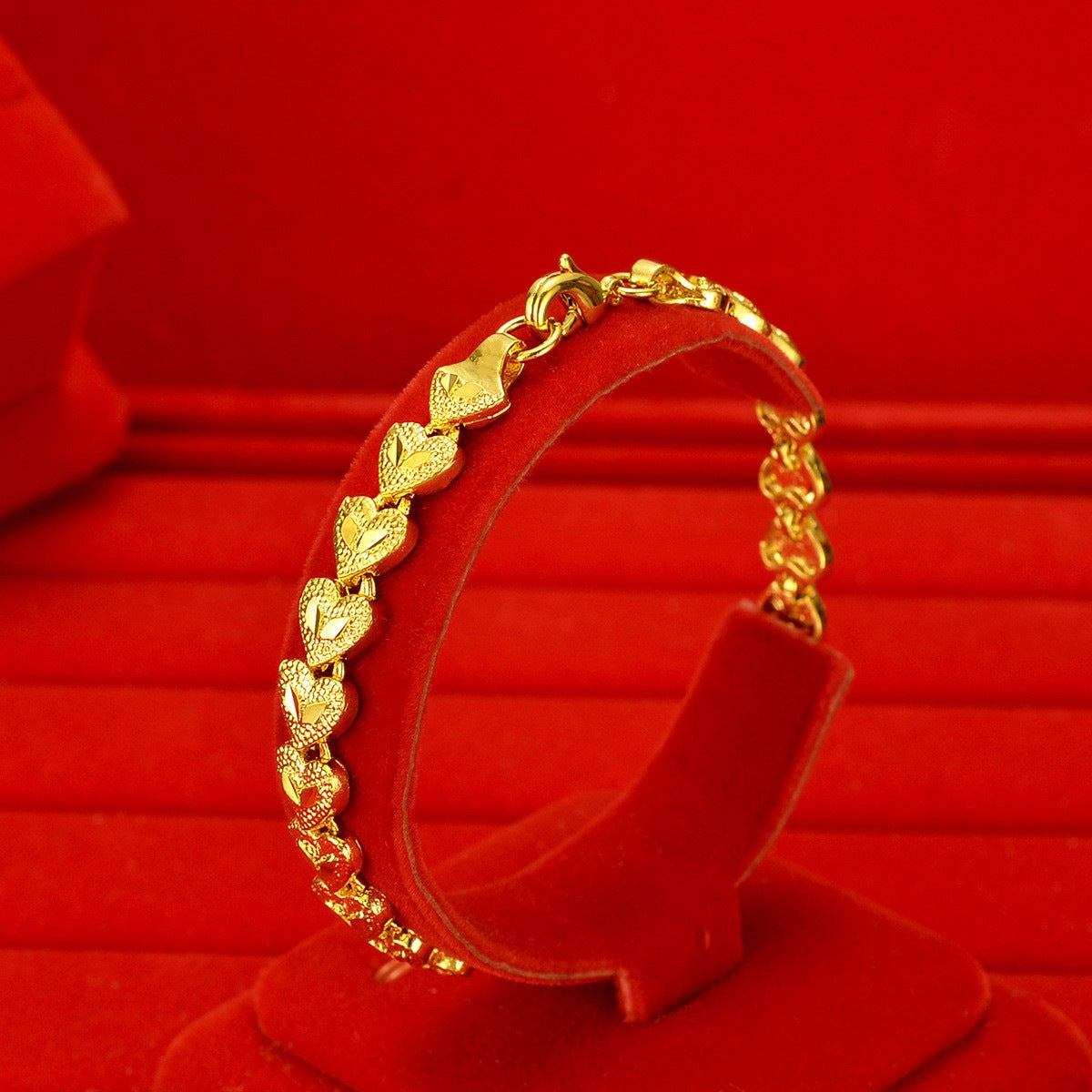 Wholesale women's sand gold heart-shaped bracelet live broadcast