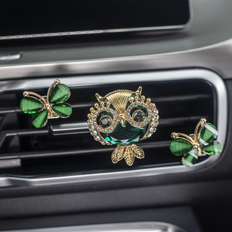 Wholesale Alloy Gemstone Owl Car Perfume Clip