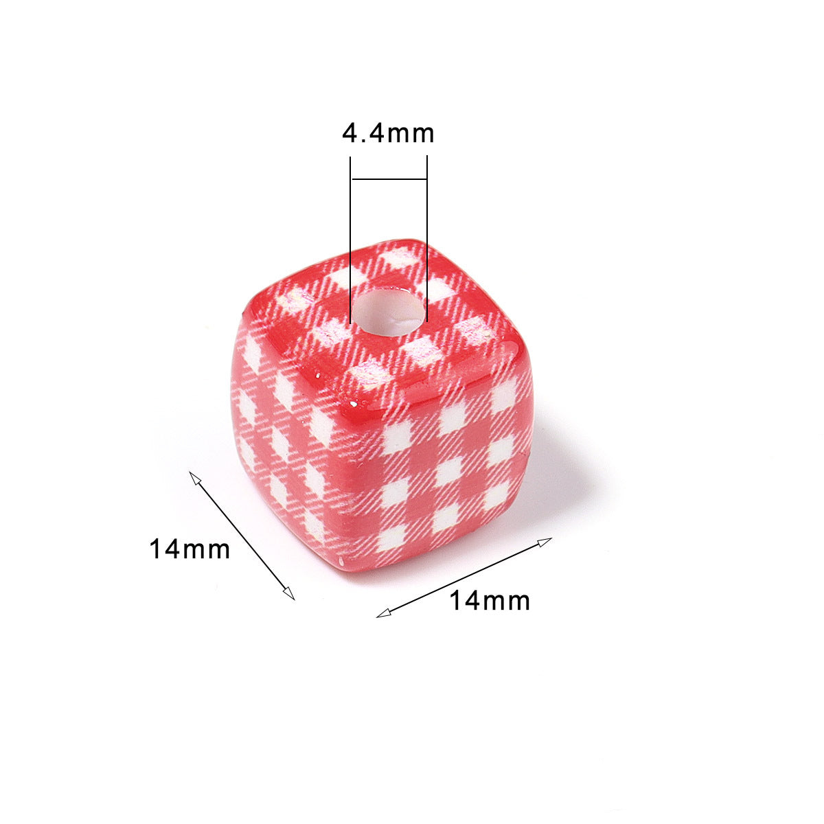 Wholesale 10pcs Colorful Cute Grid Square Acrylic Beads