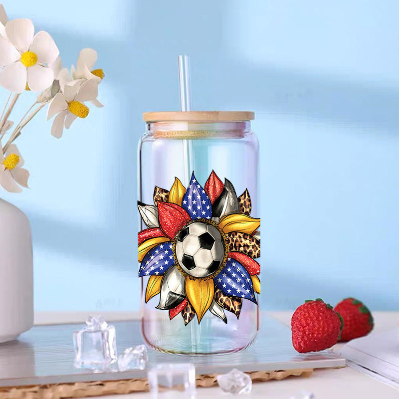 Wholesale UV Transfer Paste Glass Crystal Label 16oz Cup UV DTF Wraps 23cmX11cm