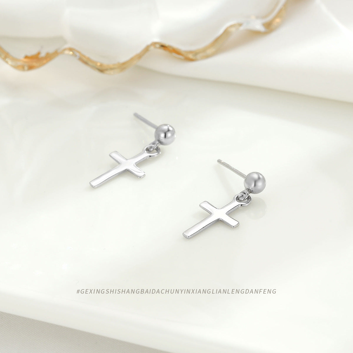 卸売 S925 クロススターリングシルバーイヤリング