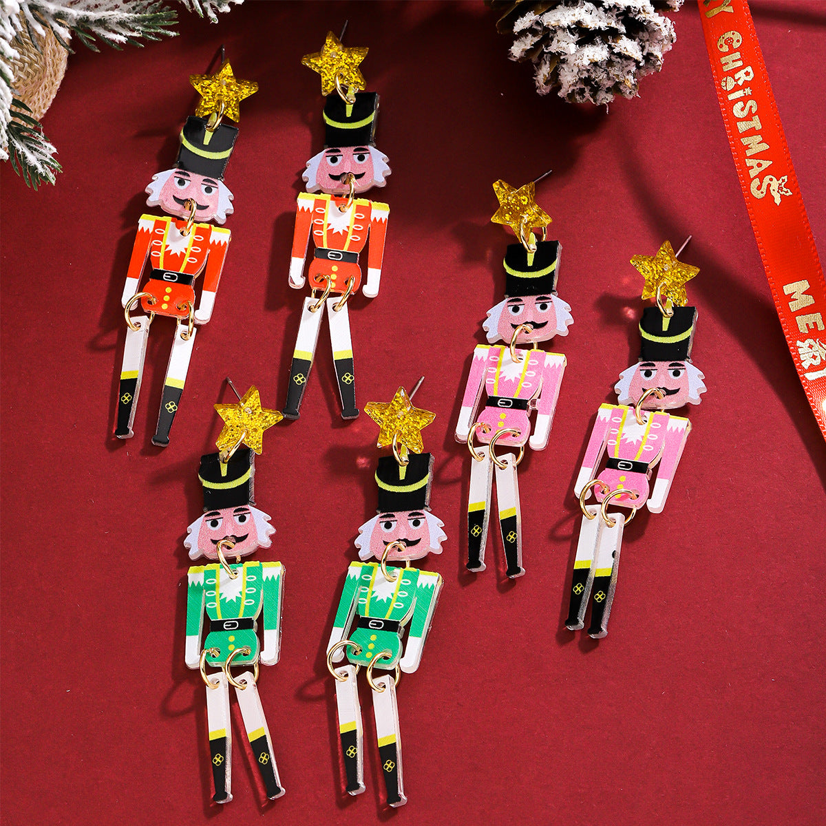 Wholesale 12pcs/pack Christmas Series Nutcracker Soldier Private Soldier Earrings