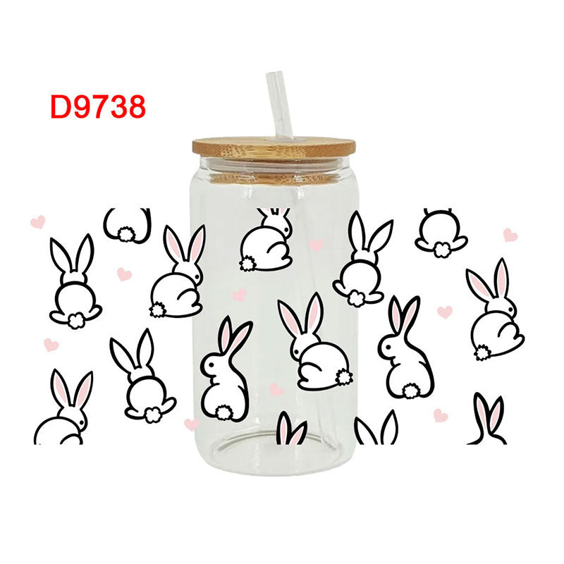 Wholesale UV transfer sticker glass crystal label Crystal sticker 16OZ UV DTF WRAPS 23cmX11cm
