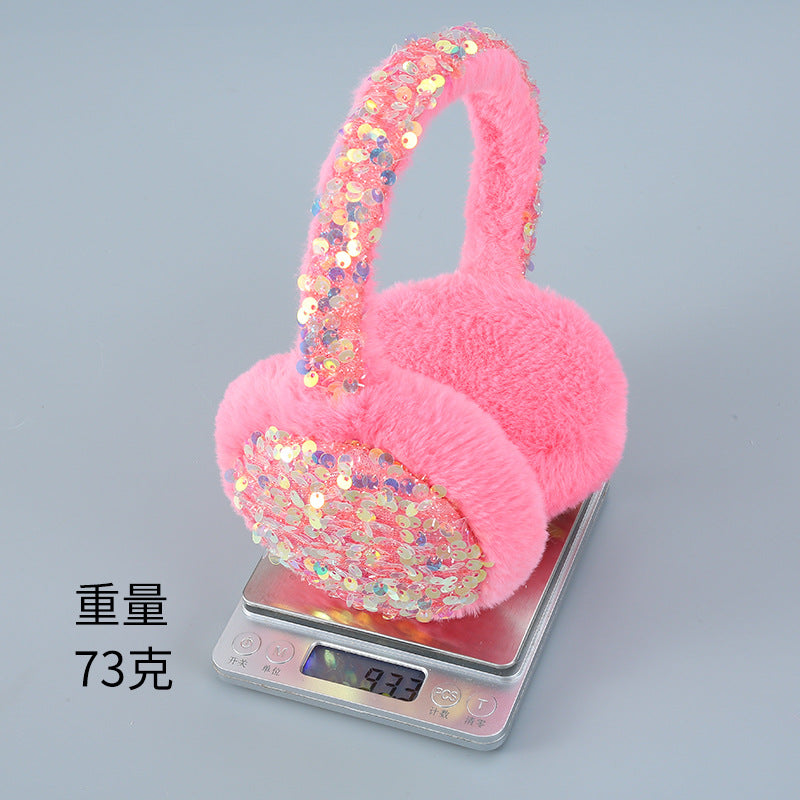 Wholesale Sequins Warm Cute Winter Earmuffs Plush Antifreeze Ear Warmer
