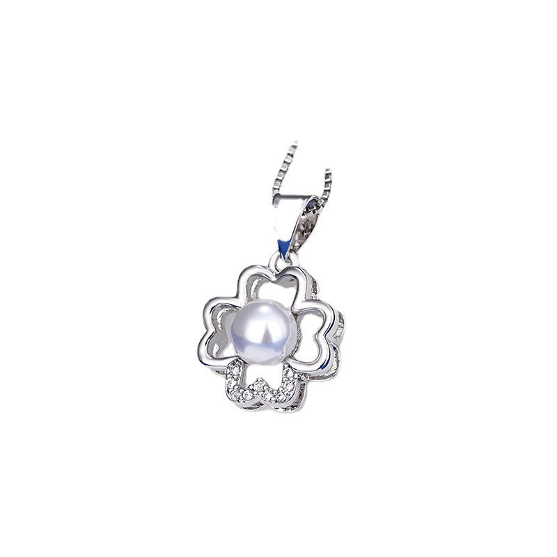 Wholesale Copper Four Leaf Clover Pearl Necklace