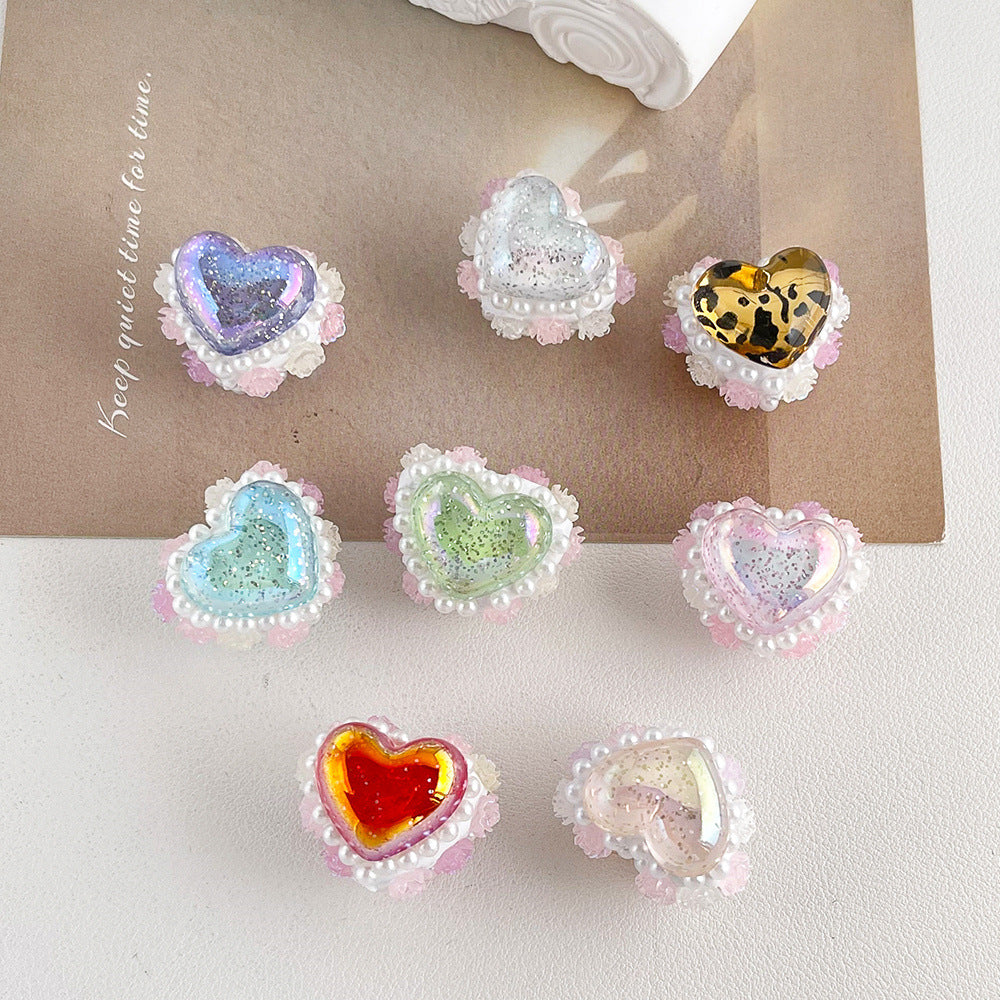 Wholesale 20pcs Double-sided Heart-shaped Acrylic  Beads