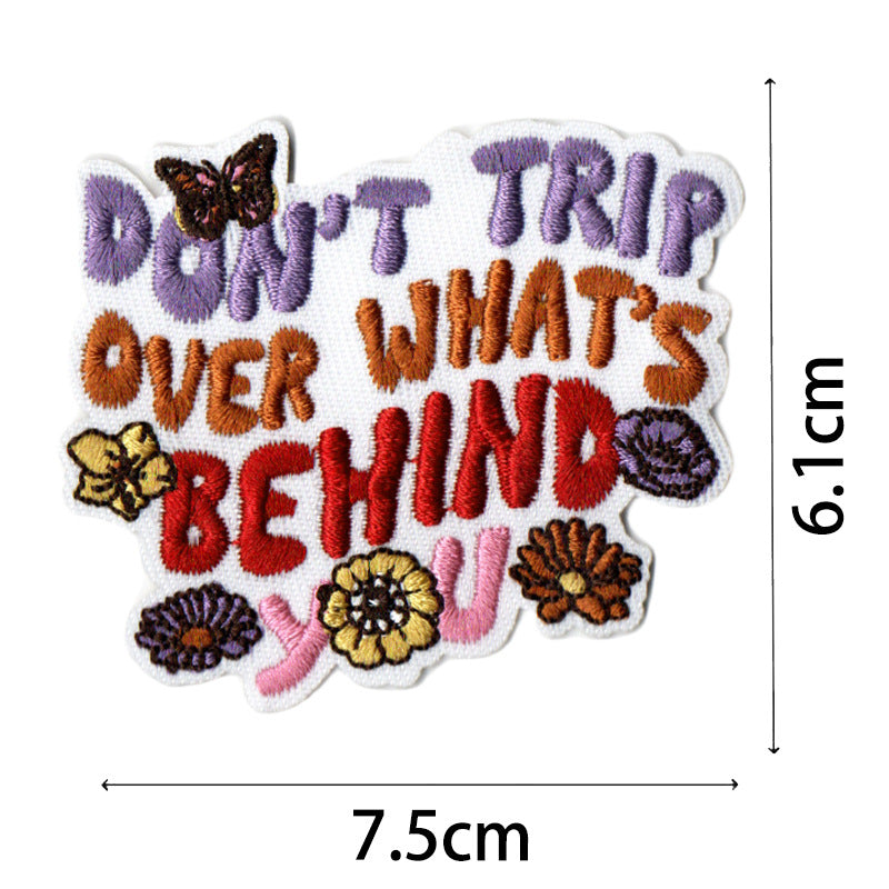 Wholesale Bohemian embroidered fabric patch with positive energy quotes for bags  DIY Patches