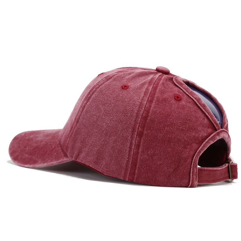 Wholesale Rockery Embroidery Washed Cotton Ponytail Baseball Cap
