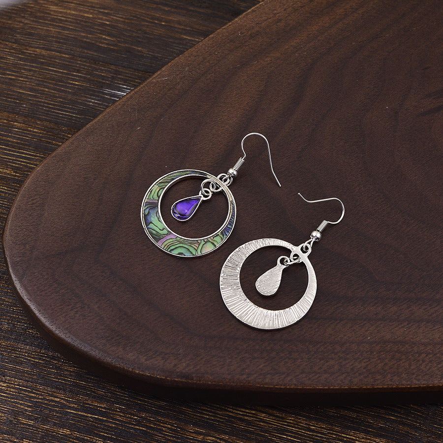 Wholesale Bohemian style round openwork teardrop earrings