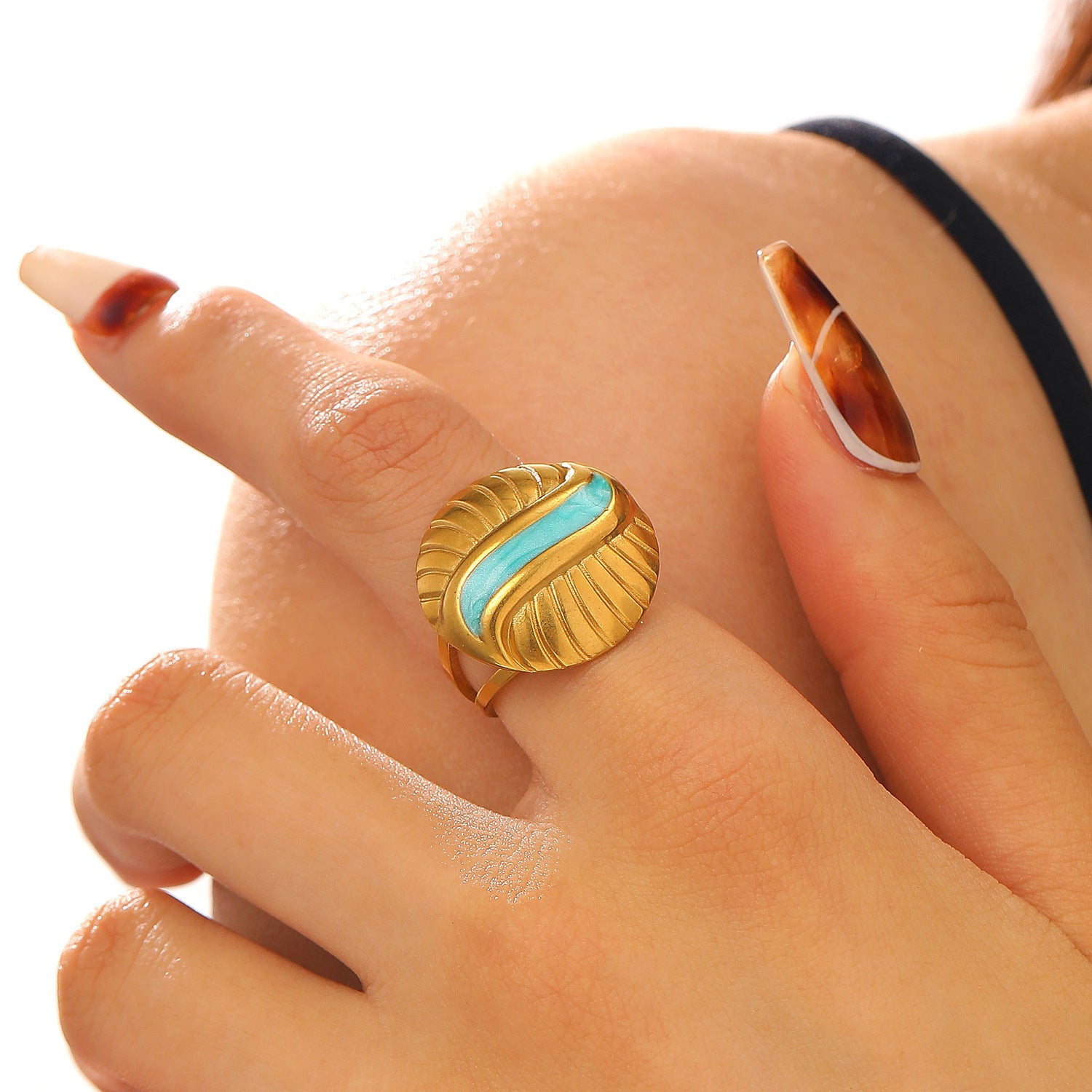 Wholesale Vintage glossy texture ring