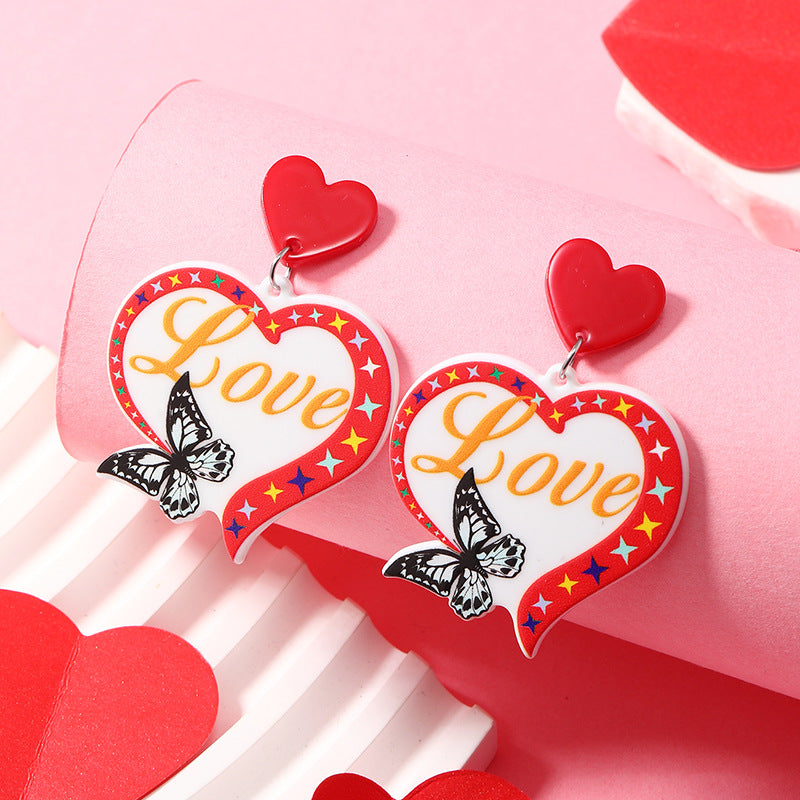 Wholesale Valentine's Day Pink Love Envelope Acrylic Earrings