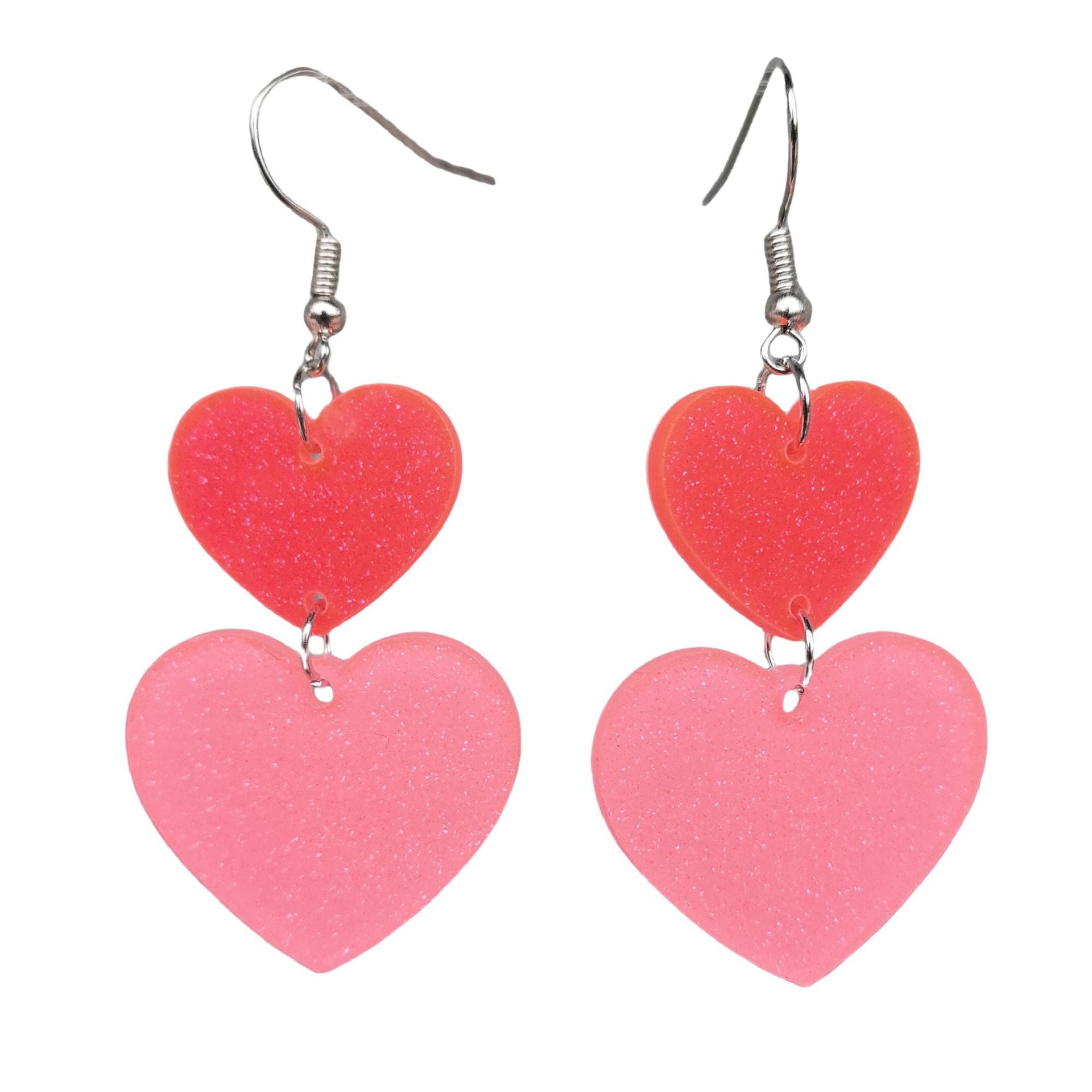 Wholesale Valentine' s Day series pink red sequin love acrylic earrings