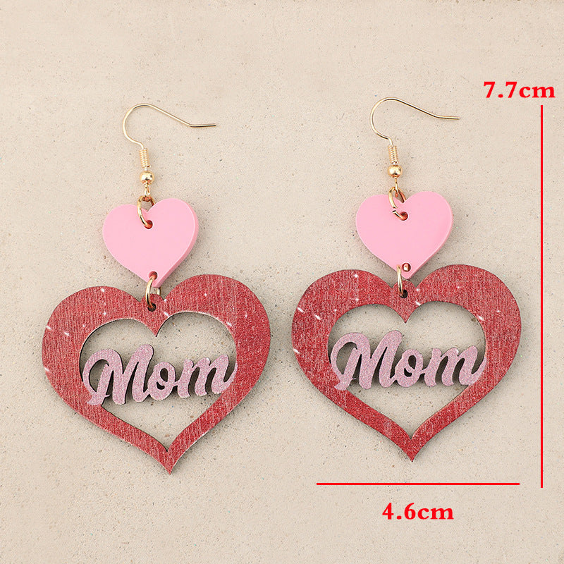Wholesale Mother' s Day hollow love letter splicing acrylic earrings