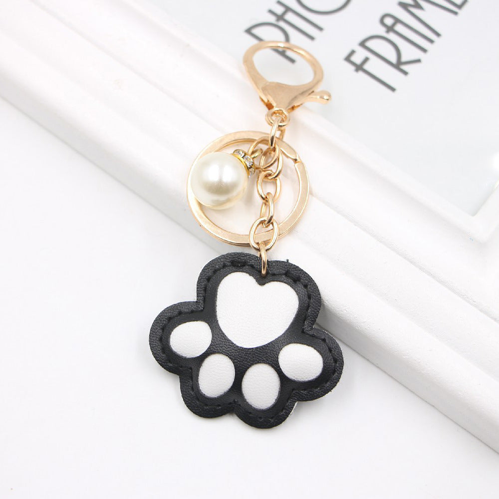 Wholesale Cotton Filled Cat Paw and Bear Paw Leather Keychains