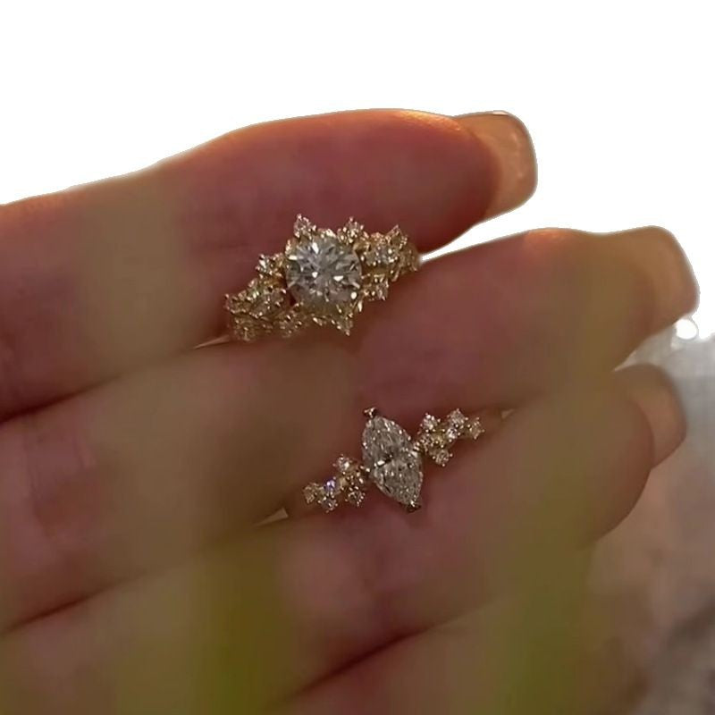 Wholesale Palace Style Full Diamond and Wire-drawing Carving Gold Ring