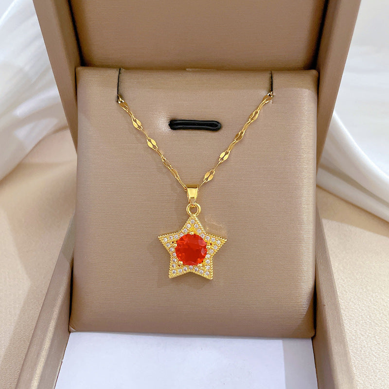 Wholesale Full Diamond Luxury Women's Versatile Collarbone Titanium Steel Necklace