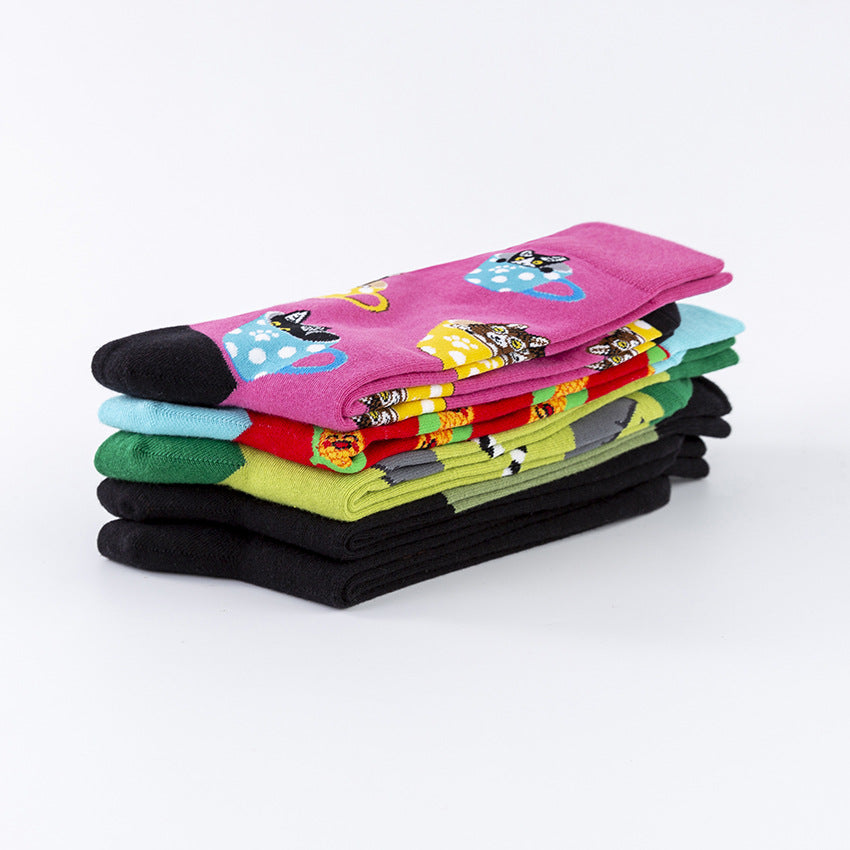 Wholesale Cotton Colored Cartoon Men's Stockings