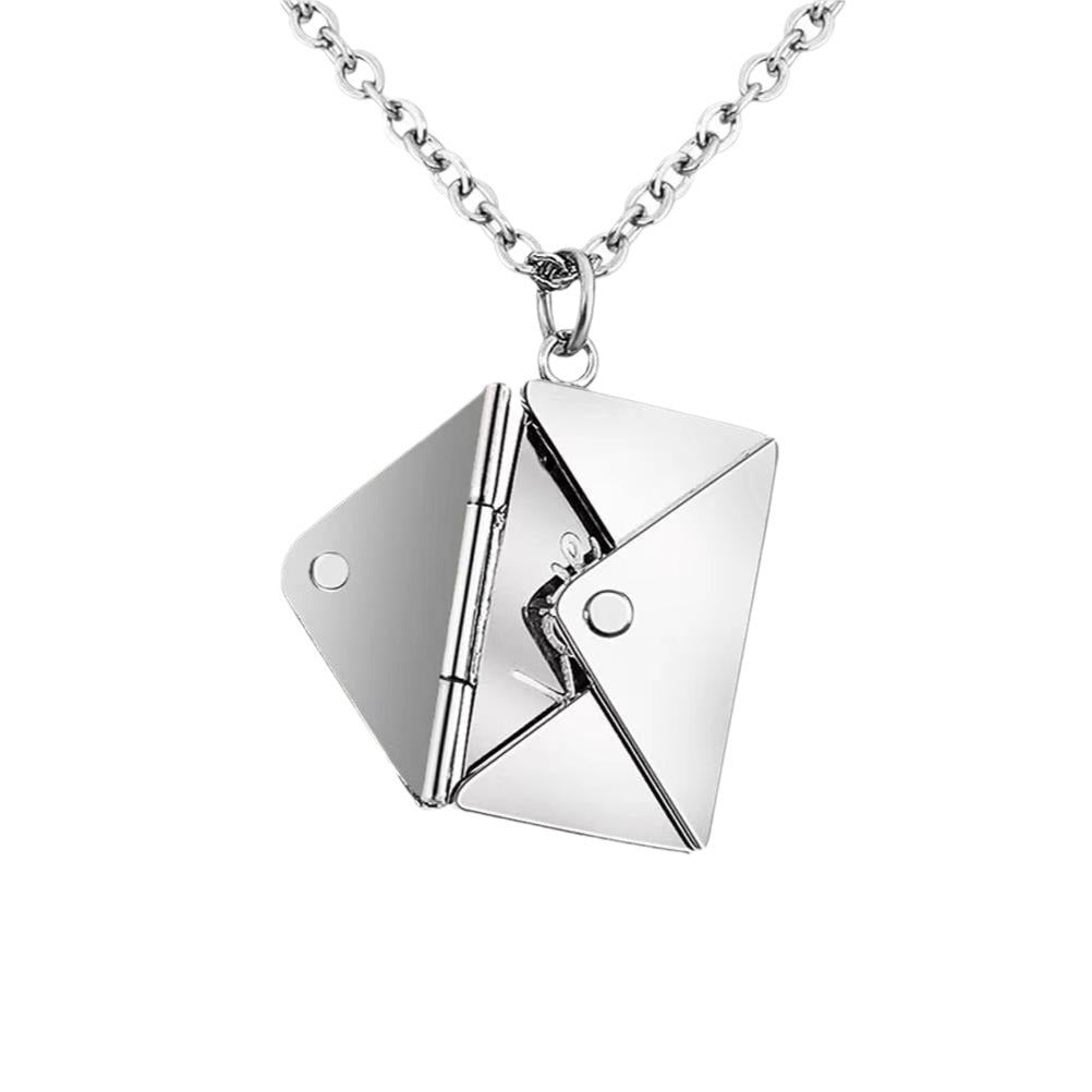 Wholesale 5pcs Creative High-grade Light Luxury Love Letter Flip-on with Magnetic Envelope Necklace Engravable Valentine's Day Gift