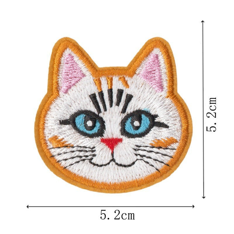 Wholesale Cartoon Cat Embroidery Iron On Patches 9 Pcs Polyester Cotton Clothing Repair Sticker Trendy DIY Fashion Accessory