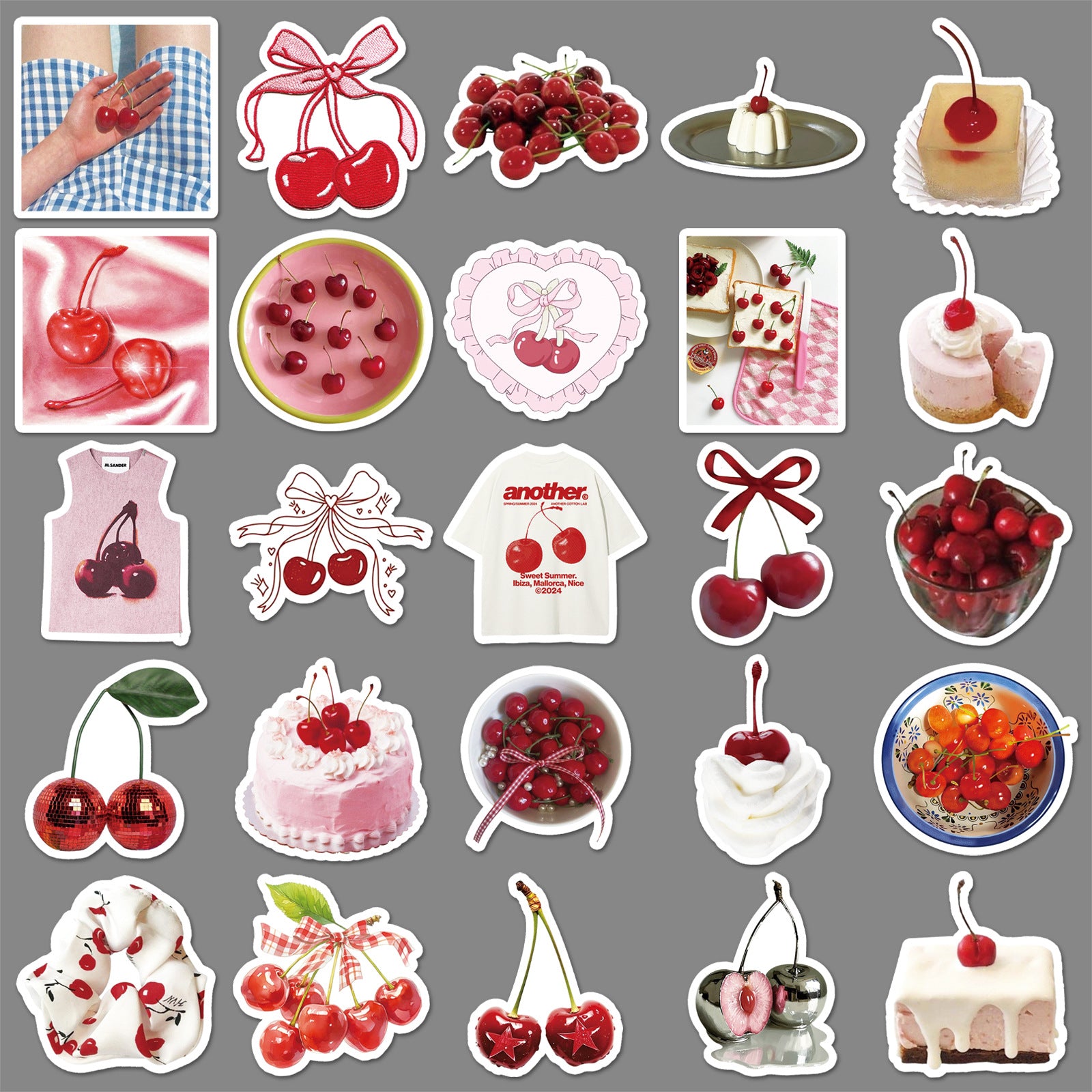 Wholesale 50pcs red cherry fruit stickers