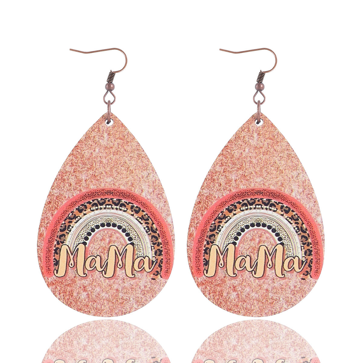 Pendientes de madera de vaca de girasol de forma de lágrima de lágrima al por mayor