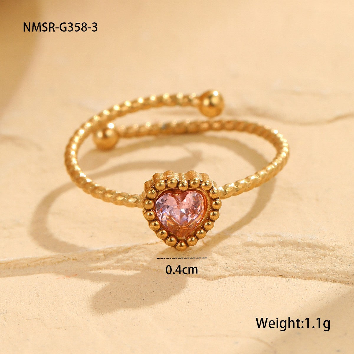 Wholesale Valentine' s Day  Heart Stainless Steel Rings Necklace Ring Necklace Jewelry Set