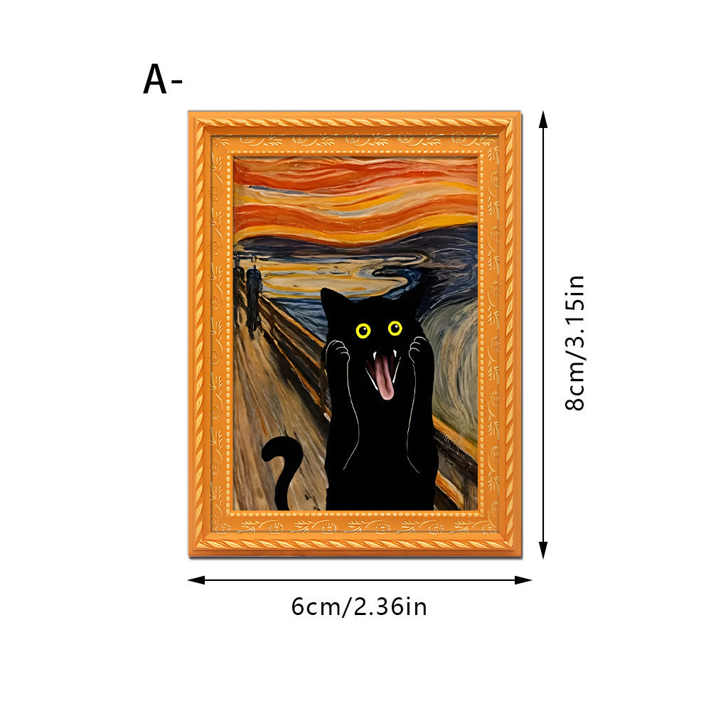 Wholesale Black Cat Series Magnetic Photo Frame Wooden Magnetic Fridge Magnet
