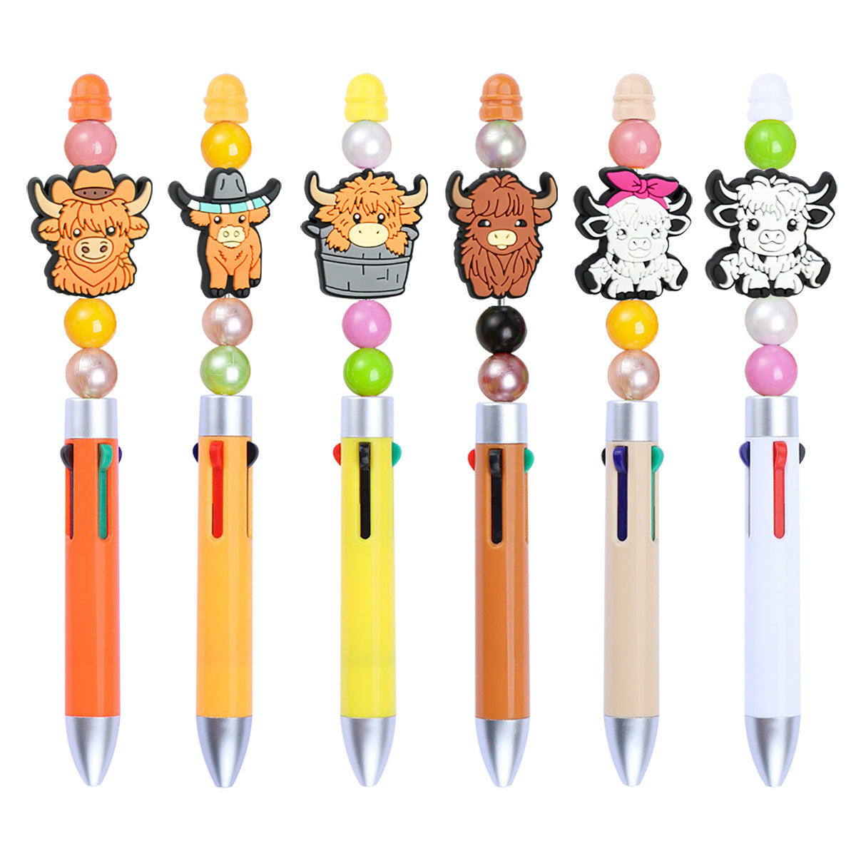 Wholesale Random 100pcs/pack  Highland Cow Series Student Stationery Decorative Beads