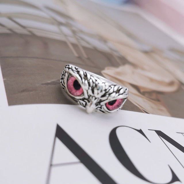 Wholesale Evil Eye Owl Retro Exaggerated Open Adjustable Ring