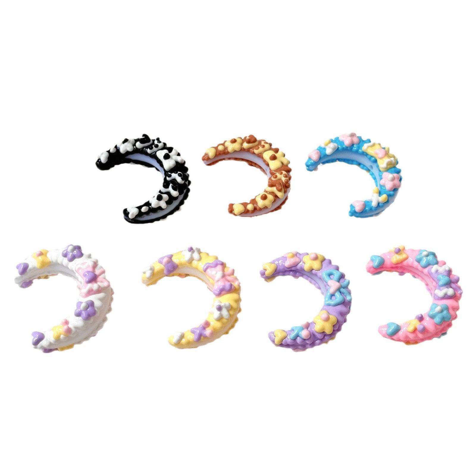 Wholesale 10pcs Cartoon bow moon hand painted beads beaded pen diy material mobile phone chain loose beads jewelry accessories