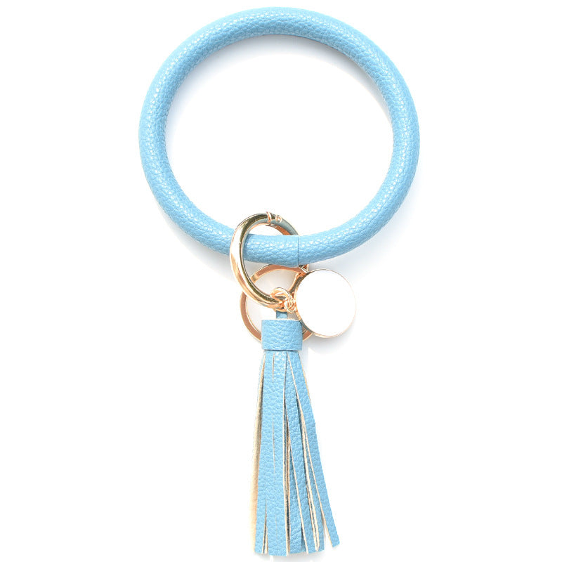 WholesalePU Leather Tassel Bracelet Keychain