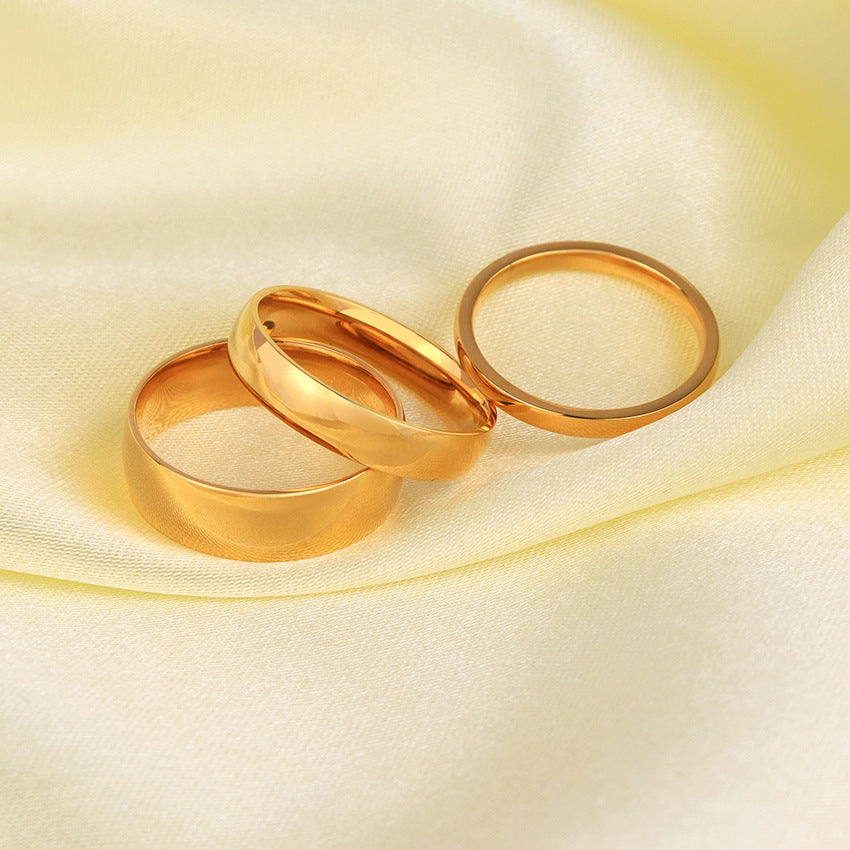 Wholesale 18K Plated Ring Surface Glossy Plain Ring Simple Style Titanium Steel Ring