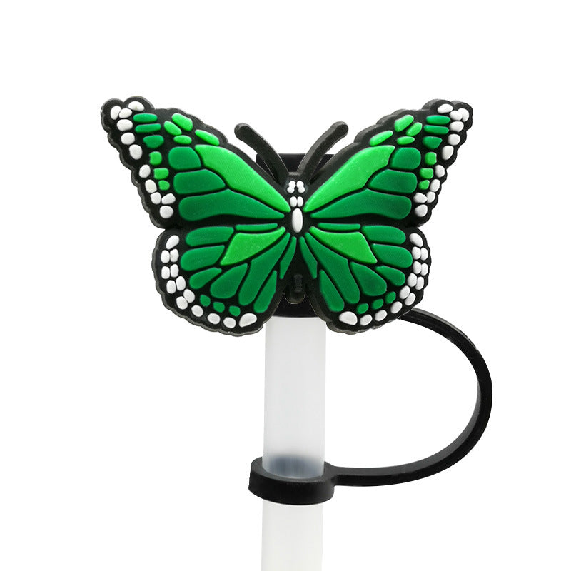Wholesale 10pcs PVC Butterfly Straw Tube Cap