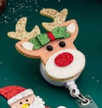 Wholesale Christmas Gift Felt 3D Santa Sock Badge Scroll Retractable Keychain