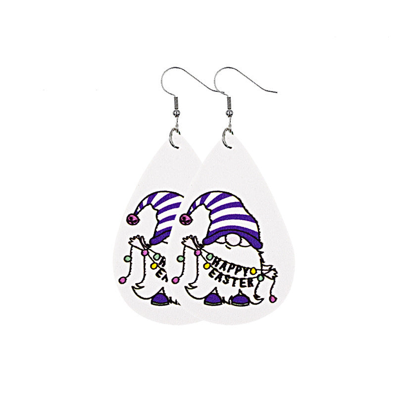 Wholesale leather St. Patrick's dwarf hooded leather leather earrings