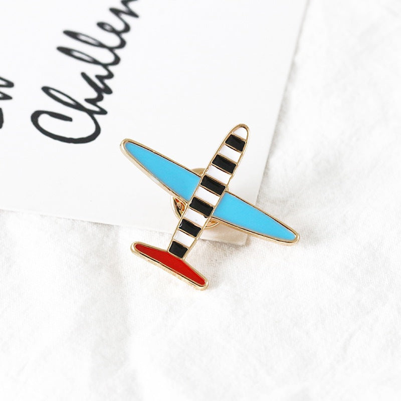 Wholesale Aircraft colored striped drip oil brooch