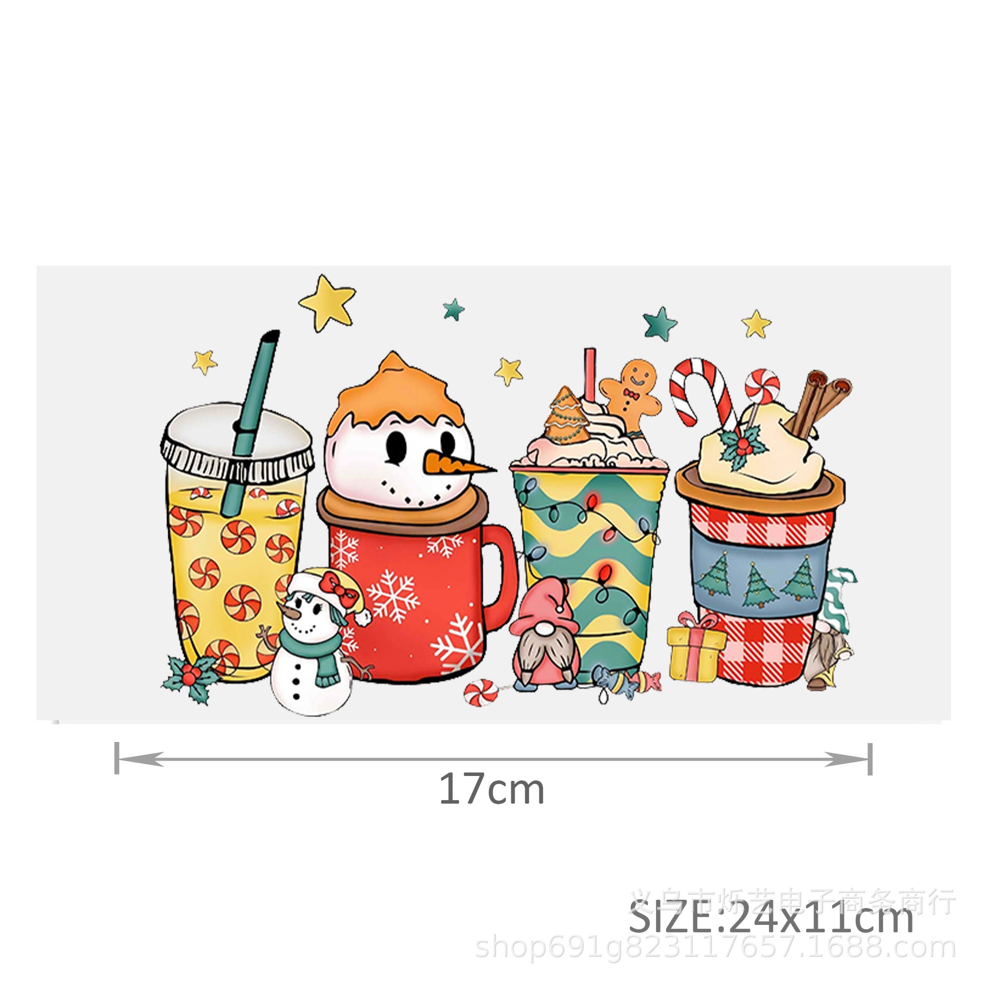 Wholesale Christmas  Snowman Drink  16oz Cup UV DTF Wraps
