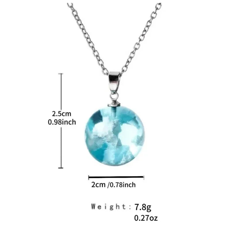 Wholesale blue sky white clouds Mori transparent spherical resin pendant European and American style creative necklace