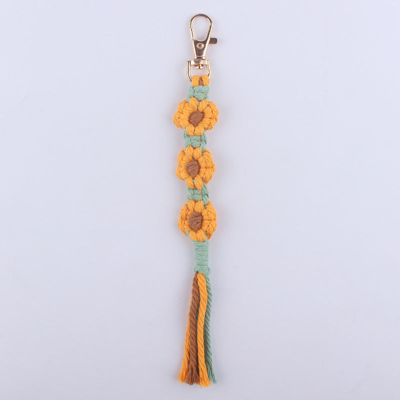 Wholesale Cotton Rope Handwoven Flower Keychain