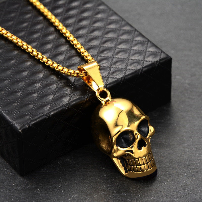 Wholesale Punk style personalized retro skull stainless steel necklace