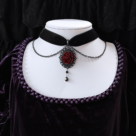 Wholesale Gothic Dark Rose Necklace Personality Collar Halloween Gothic Necklace