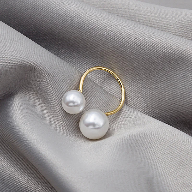 Wholesale Big and small pearl open exaggerated ring