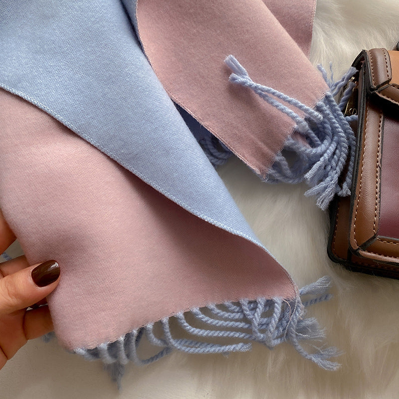 Wholesale Double Sided Solid Color Scarf Long Thickened Warm Shawl