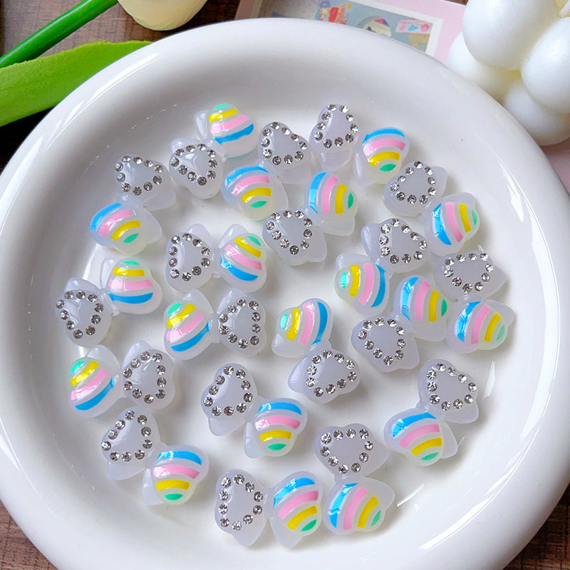 Wholesale Glow-in-the-dark rainbow bow straight beaded  Acrylic Beads