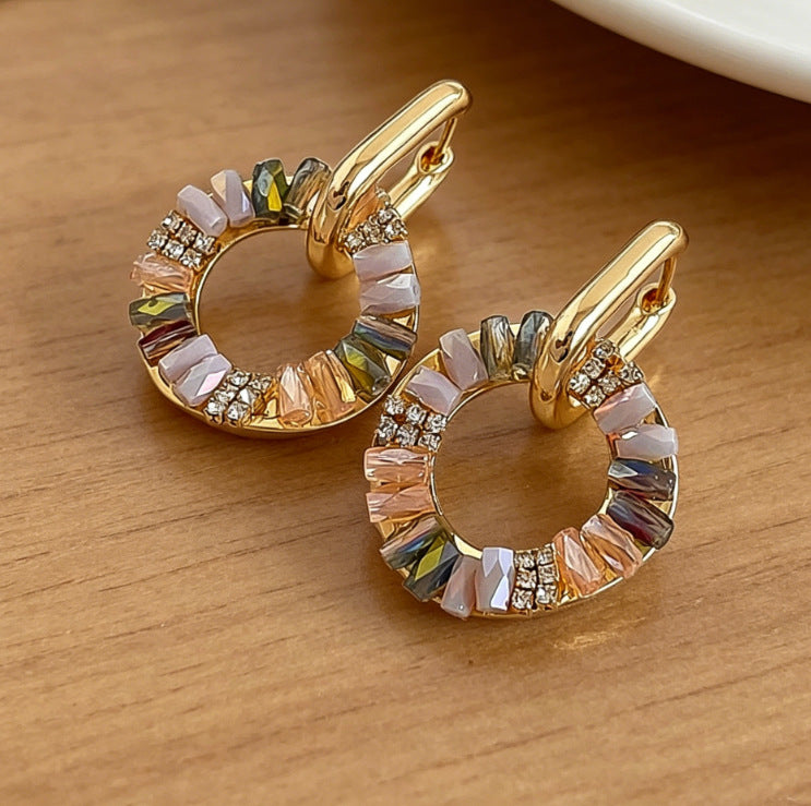 Wholesale 2 In 1 Gold Geometric Earrings Minimalist Copper Fashion Jewelry Gift