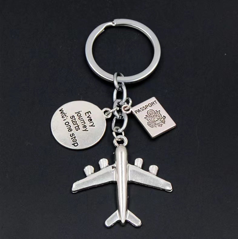 Wholesale No Matter Where Airplane Compass Camera Travel Keychain
