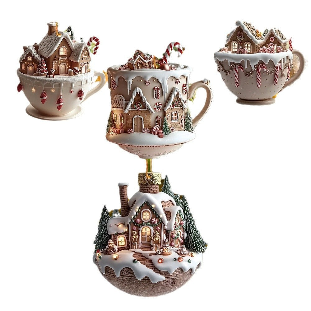 Wholesale Christmas 2D Acrylic Snow House Holiday Decoration