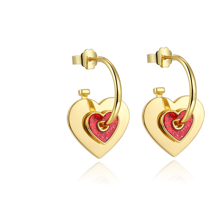 Wholesale Love Pendant Earrings Light Luxury Two Hearts Heart-shaped Earrings