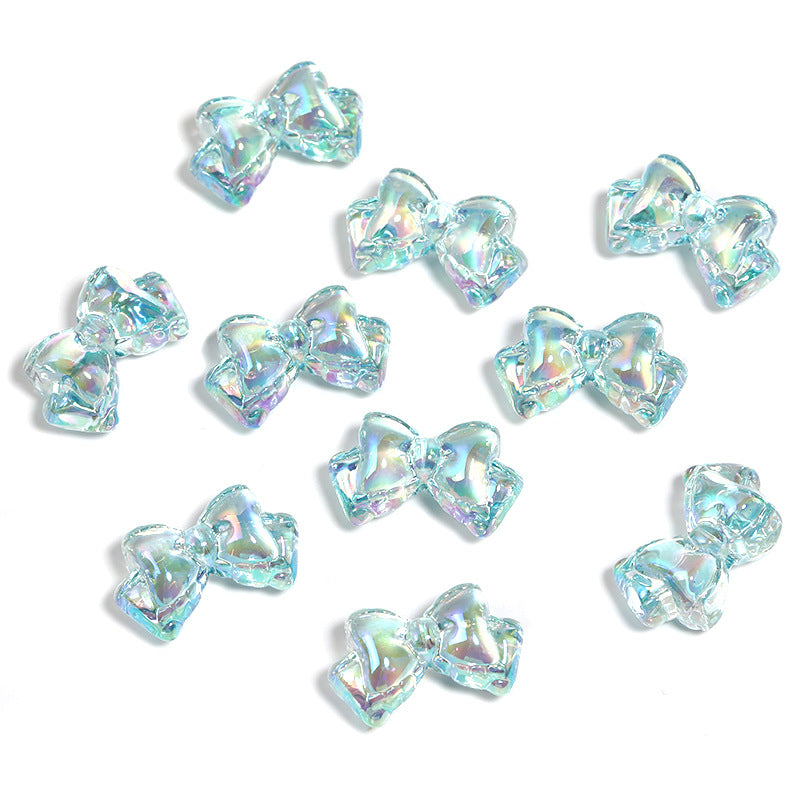 Wholesale 100pcs DiyUV Electroplating Transparent Color Bow Double Layer Bow Tie Acrylic Beads